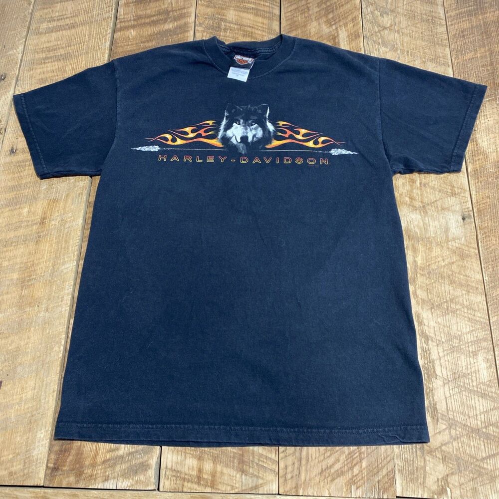 Harley Davidson Short Sleeve Black Men's T Shirt Gaylord Michigan Wolf T-shirt M